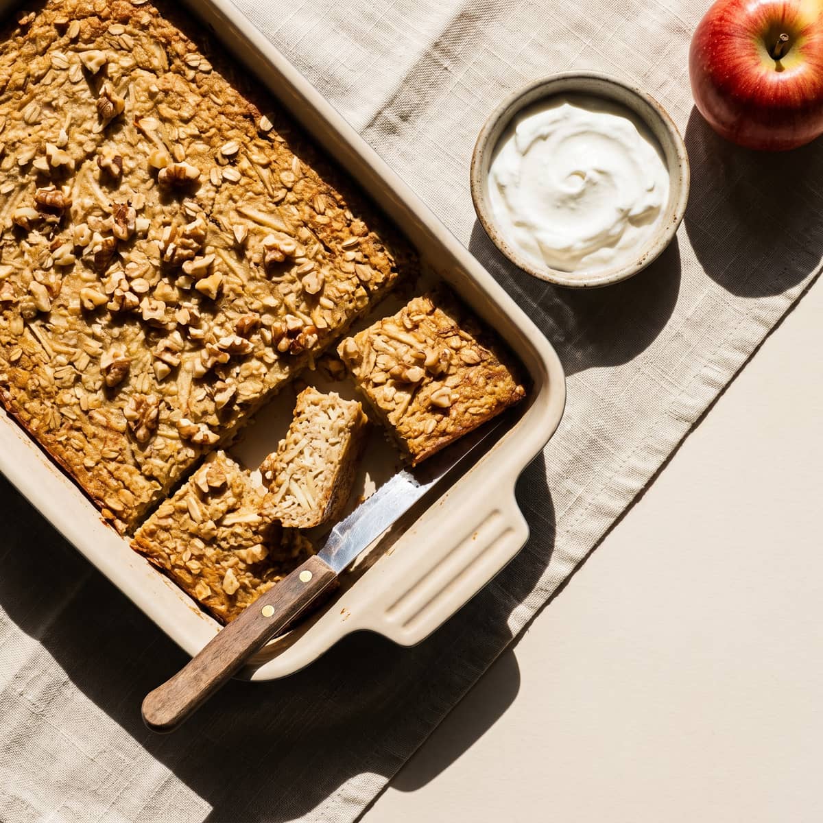 AI-generated photo: Apple and oat bake with skyr
