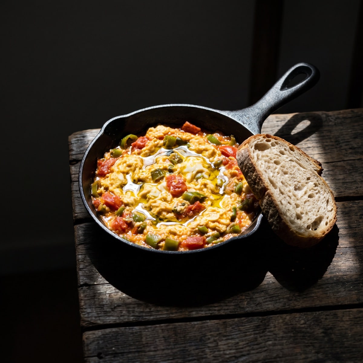AI-generated photo: Turkish scrambled eggs with tomato and pepper