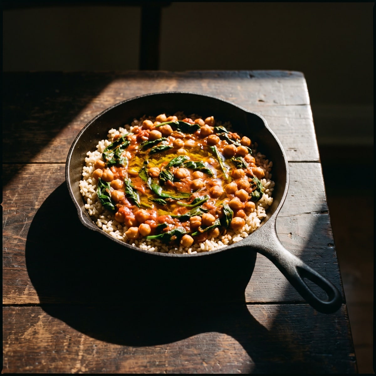 AI-generated photo: Chickpeas with spinach and smoked paprika