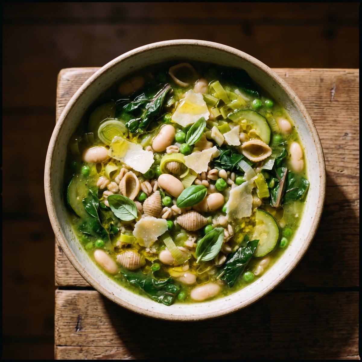 AI-generated photo: Yesterday's green minestrone