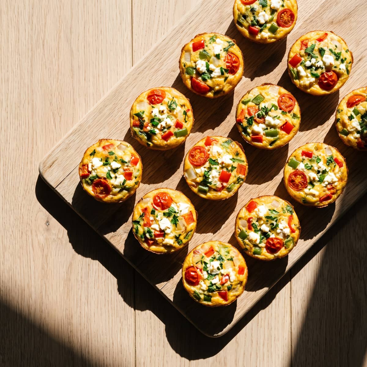 AI-generated photo: Egg muffins with pepper, cherry tomato and feta